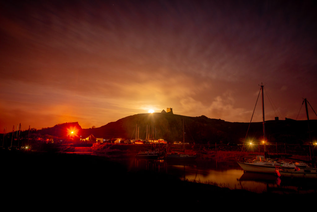 Cold Full Moon at Uphill - Somerset, UK. ID 827_7492