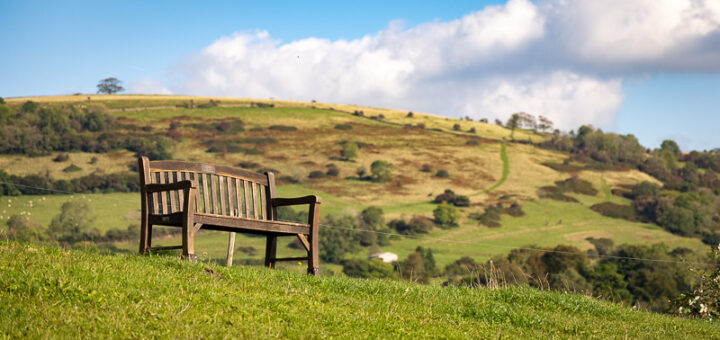 Bench with a view - Westbury-sub-Mendip, Somerset, UK. ID BR59320