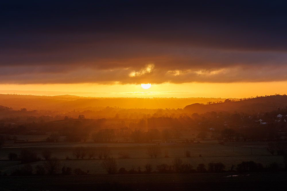 Sunrise over the Axe Valley - Theale, Somerset, UK. ID JB_8306