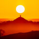 Sunset over Glastonbury Tor - From above Dungeon Farm, Nr Shepton Mallet, Somerset, UK. ID JB_6720